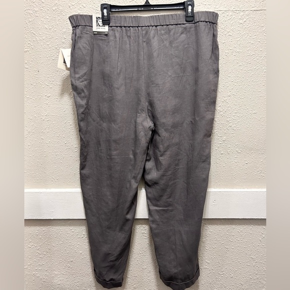 Anne Klein Dark Grey Pull On Linen Blend Cropped Pants NWT Size XL - Picture 7 of 8
